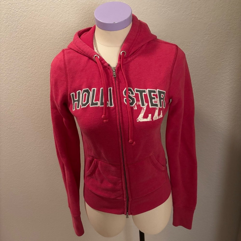 Pink Hollister zip up hoodie
